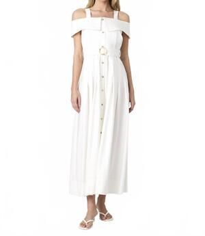 NEW FRENCH CONNECTION fluid rayon midi dress in summer white